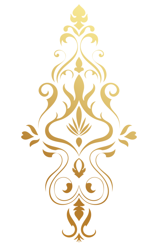 Abstract decorative graphic element, golden, luxury, on isolated background. png
