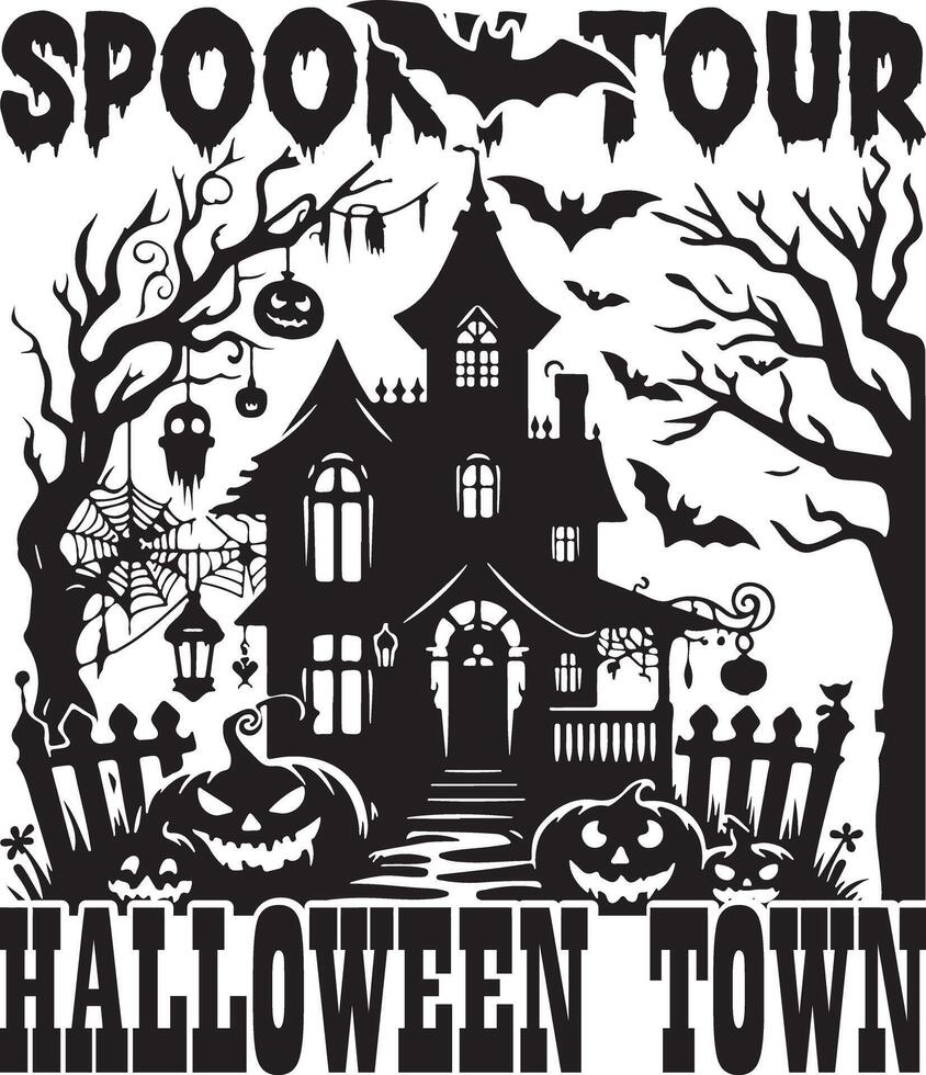 SPOOKY TOUR HALLOWEEN TOWN Graphic vector