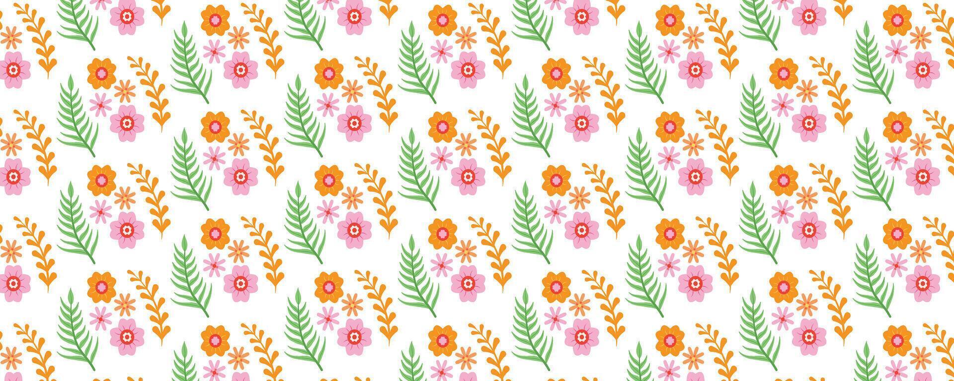 A pattern with flowers and leaves on it vector