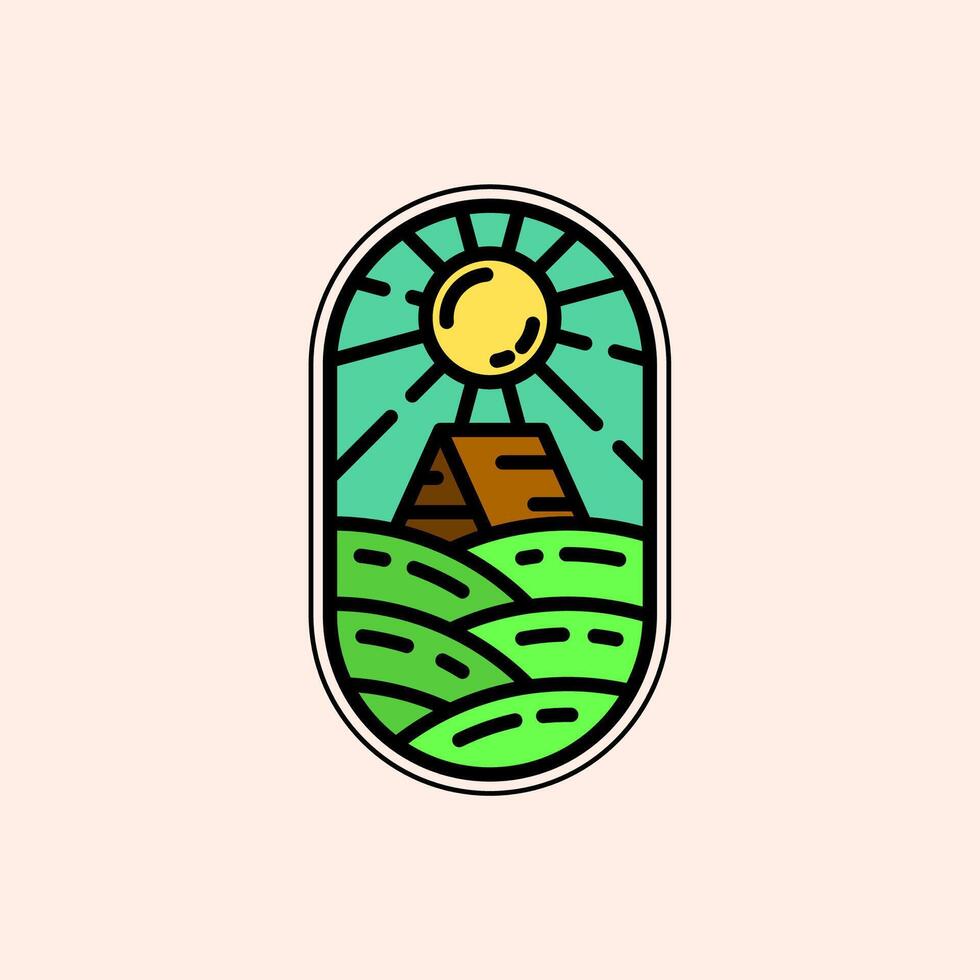 Cottage Cabin Simple Line Art Logo Illustration Design. Resort Minimalist Logo Template. Simple Modern Monoline Logo Concept. vector