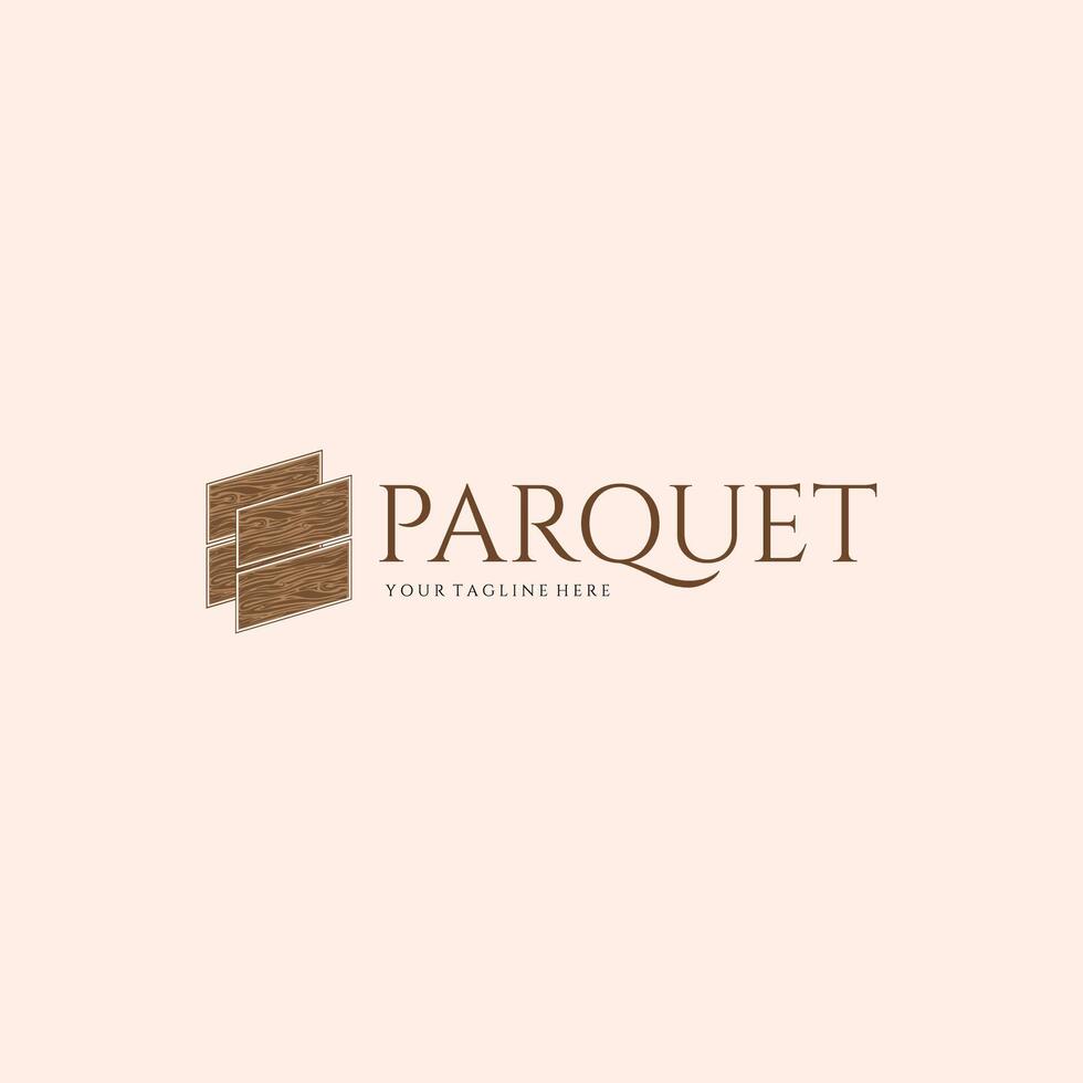 Wood Parquet Floor Illustration Logo Design vector