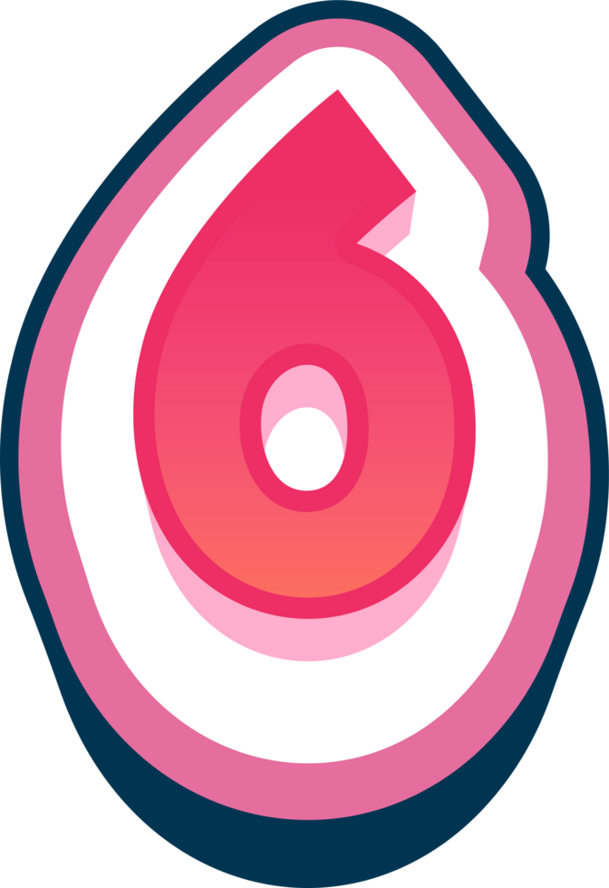 A pink and white six - six logo png