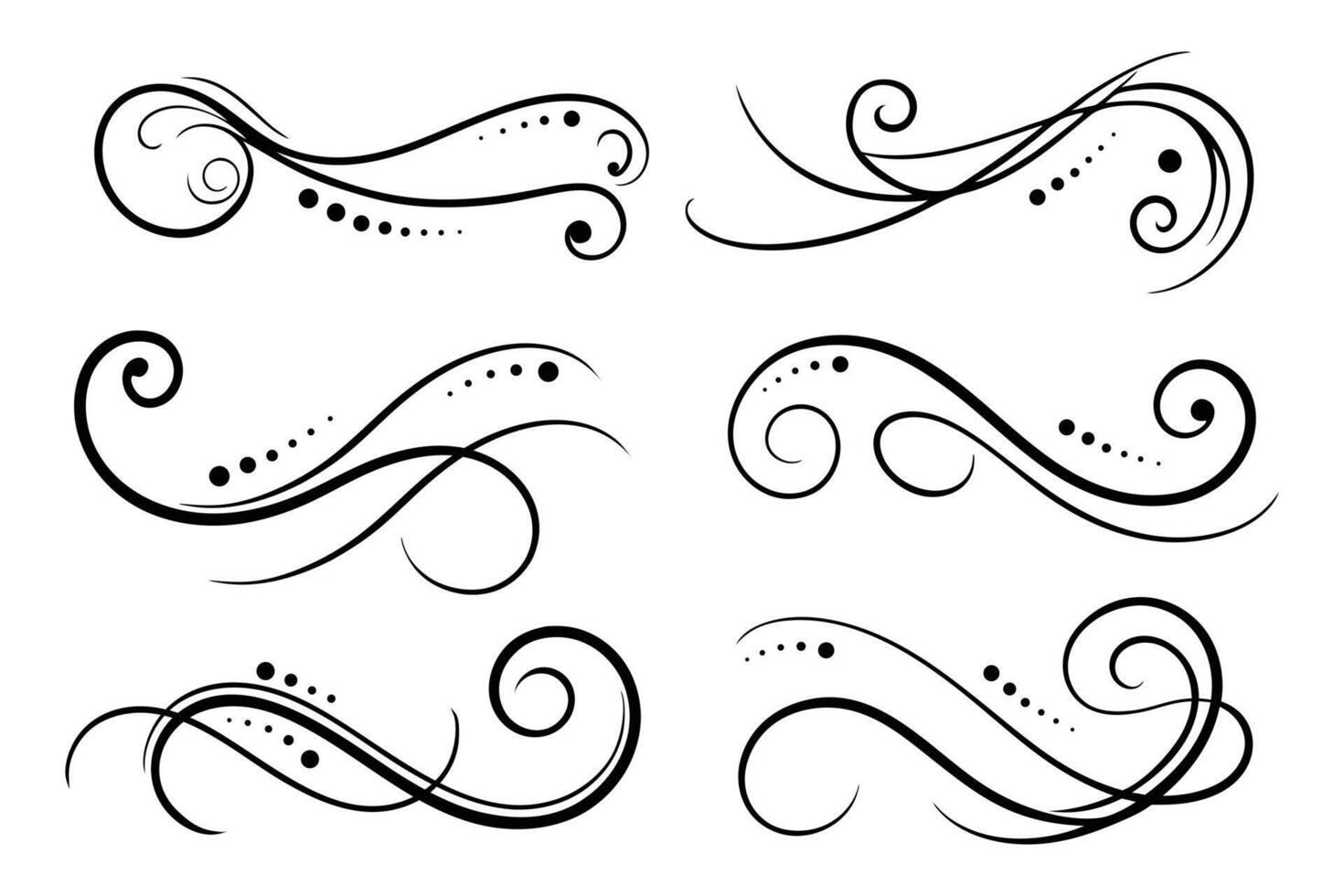 A set of black and white swirls vector