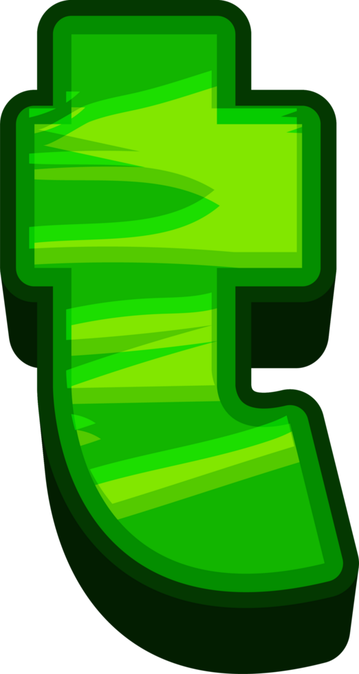 A green letter t with a wave effect png