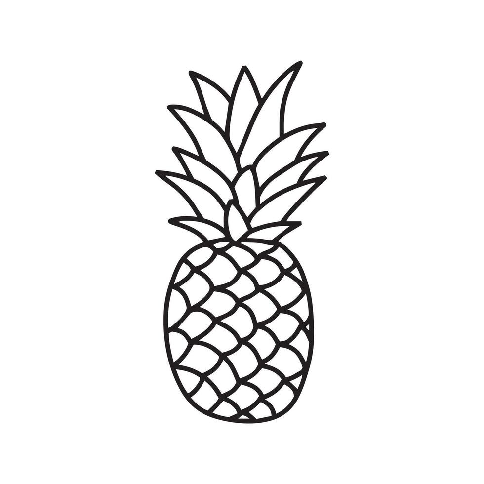 Pineapple in doodle style. , on a white background vector
