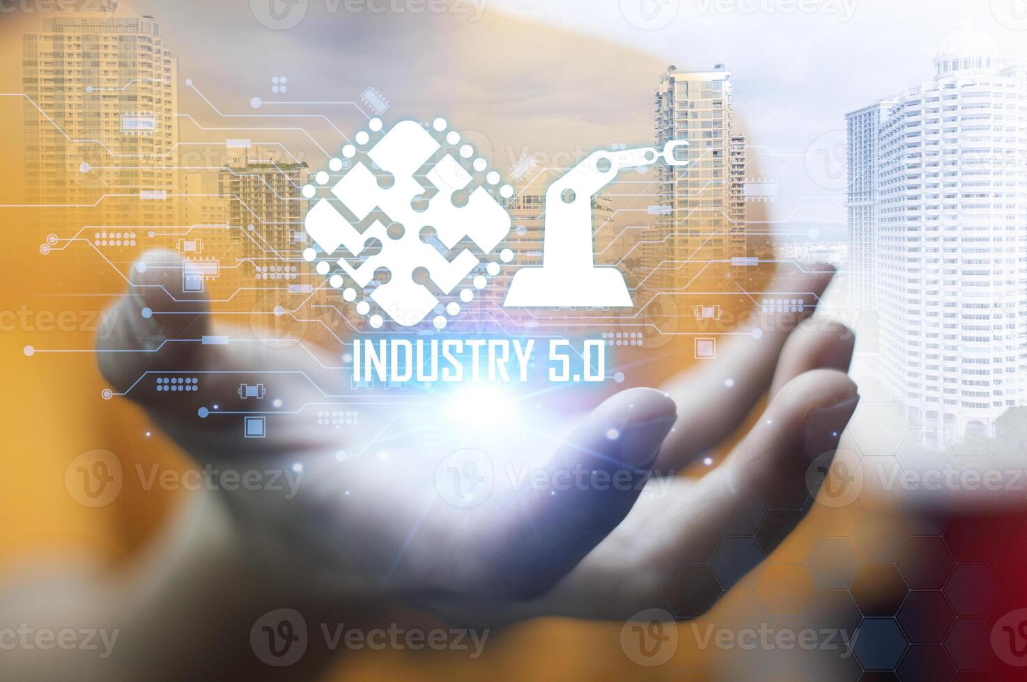 User concept using intelligent robot ai system. Chat with artificial intelligence. AI develops and creates future technology robots in the online world. Industry 5.0 photo