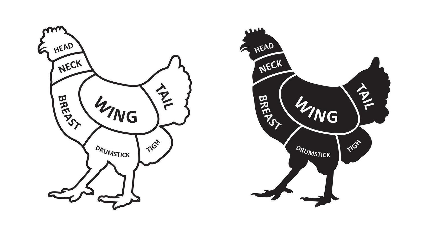 chicken cut diagram vector