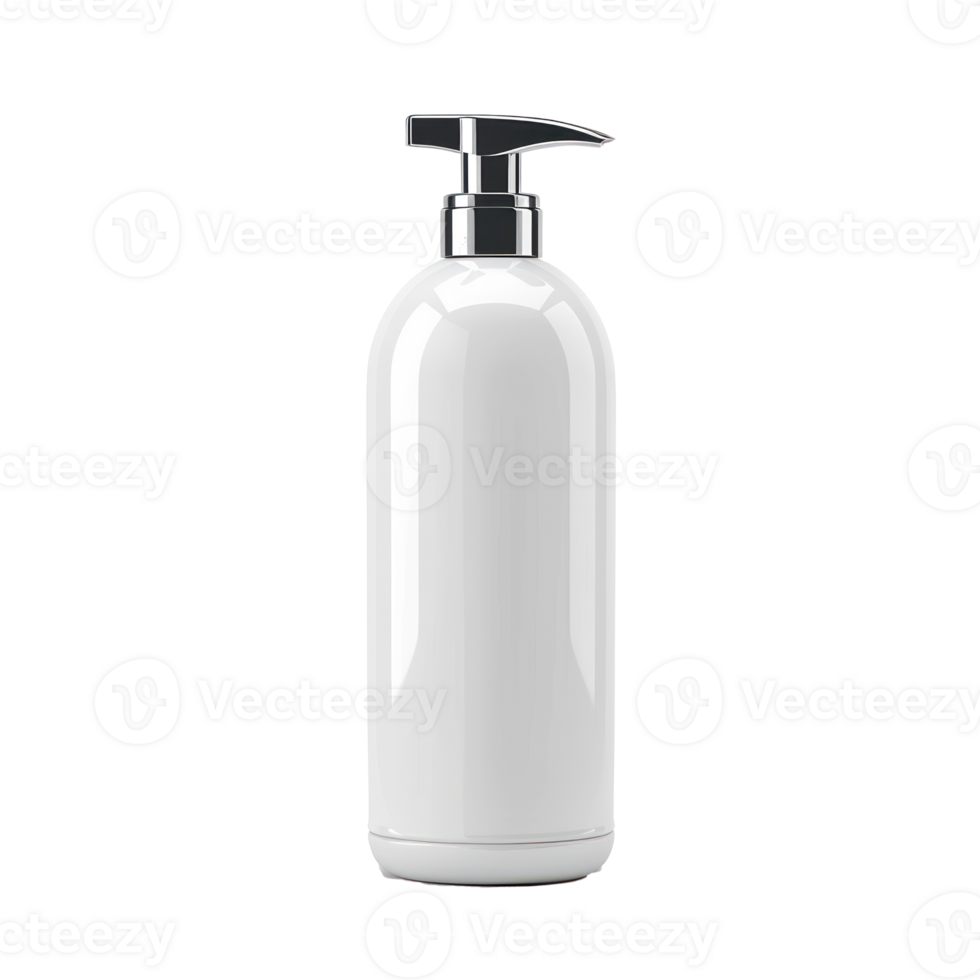 White label plastic pump bottle front view isolate on transparency background png