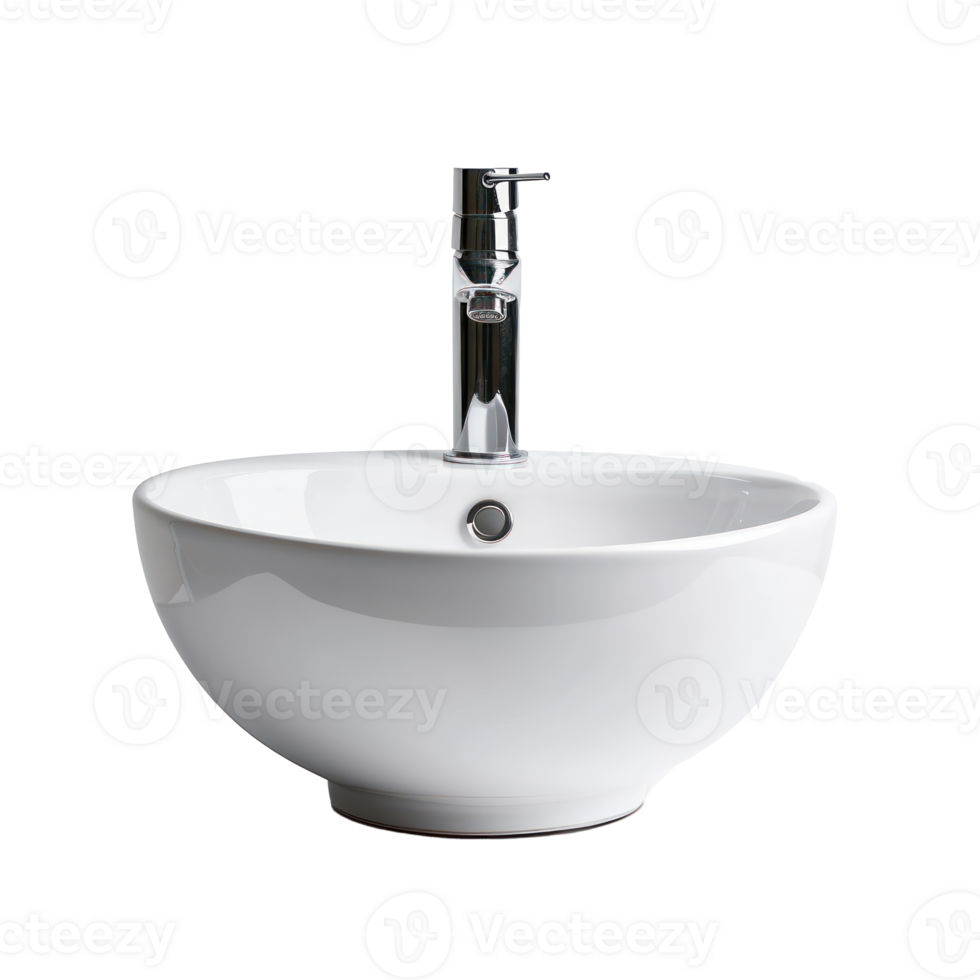 modern white basin with chrome faucet isolate on transparency background png