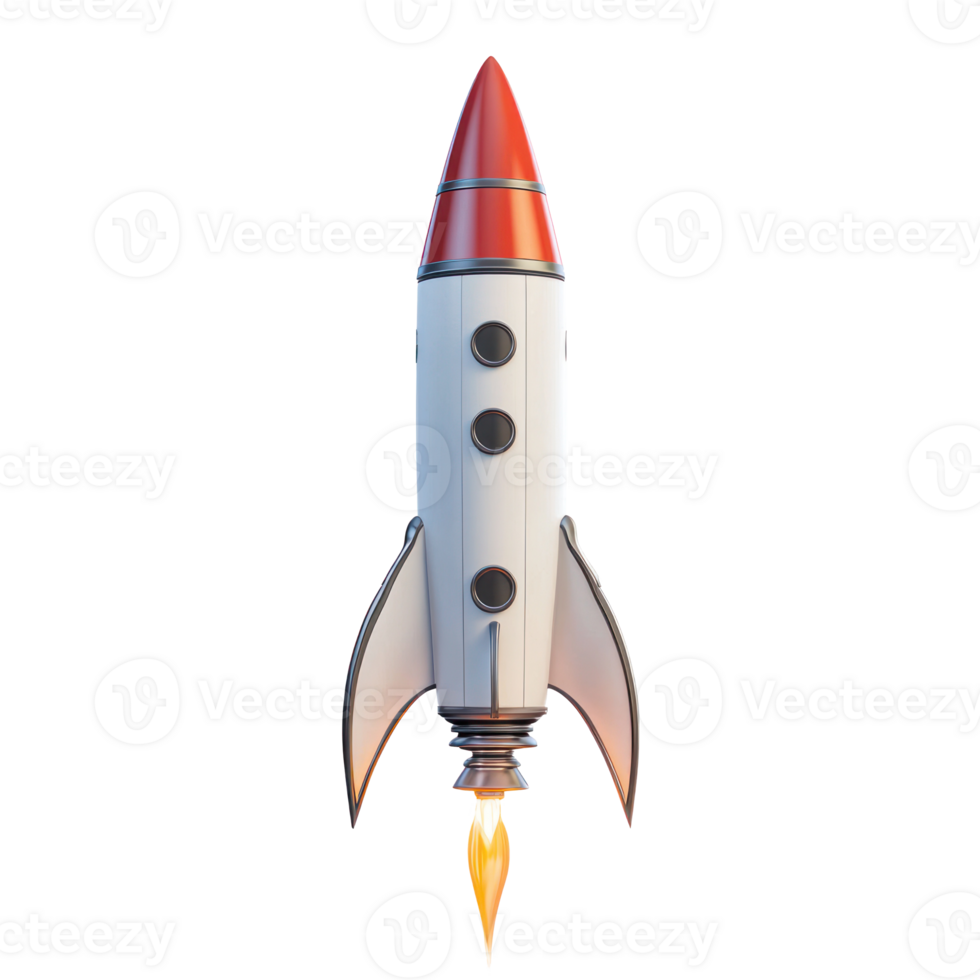 3D Space Rocket side view isolate on transparency background png