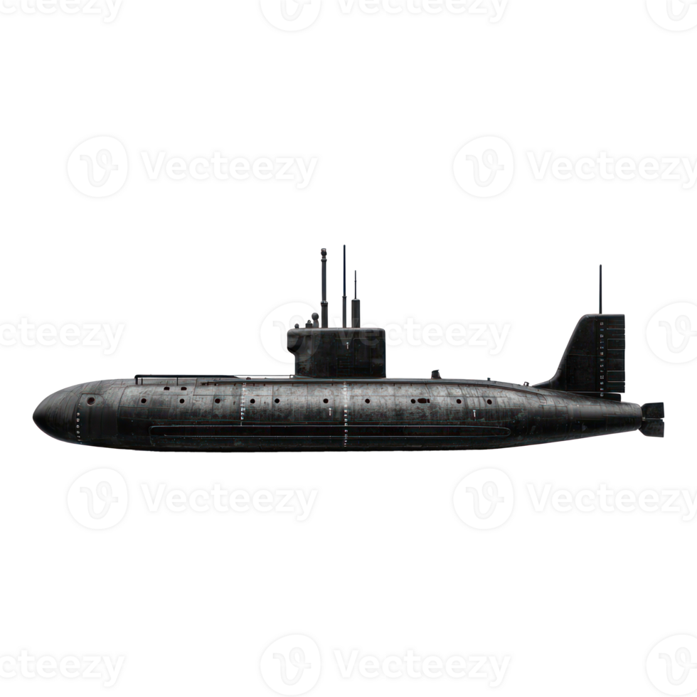 Submarine side view isolate on transparency background png