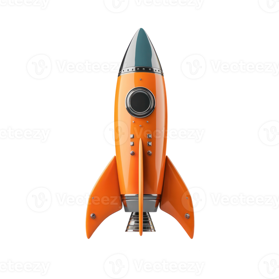 3D Space Rocket front view isolate on transparency background png
