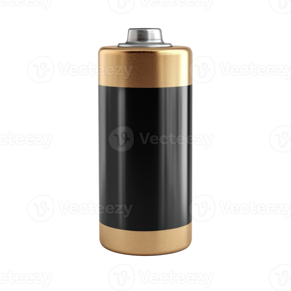 3D battery type AA side view isolate on transparency background png