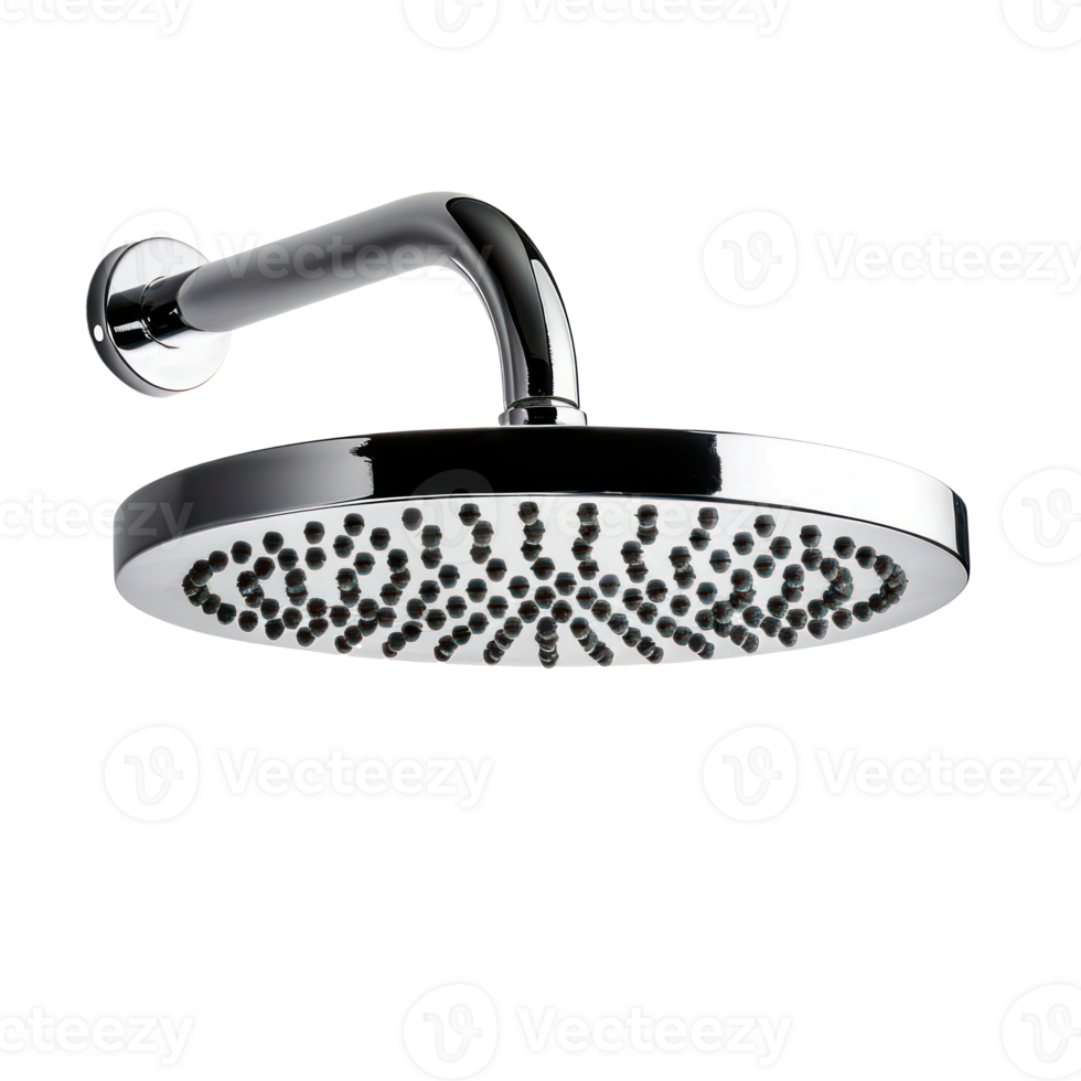 Modern Chrome shower head front view isolate on transparency background png
