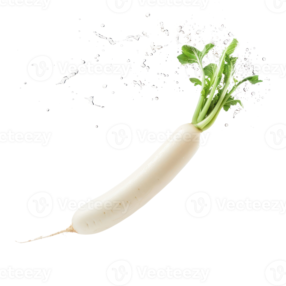 Falling Daikon isolate on transparency background png