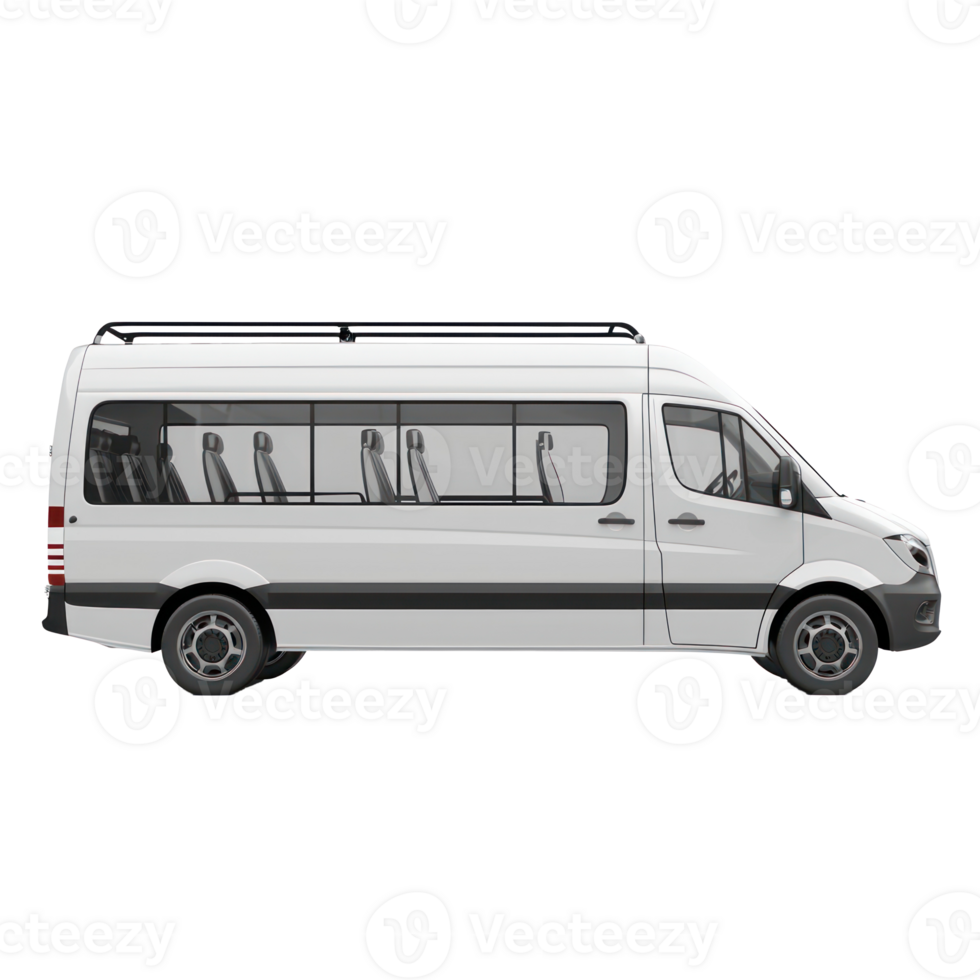 3d Minibus side view isolate on transparency background png