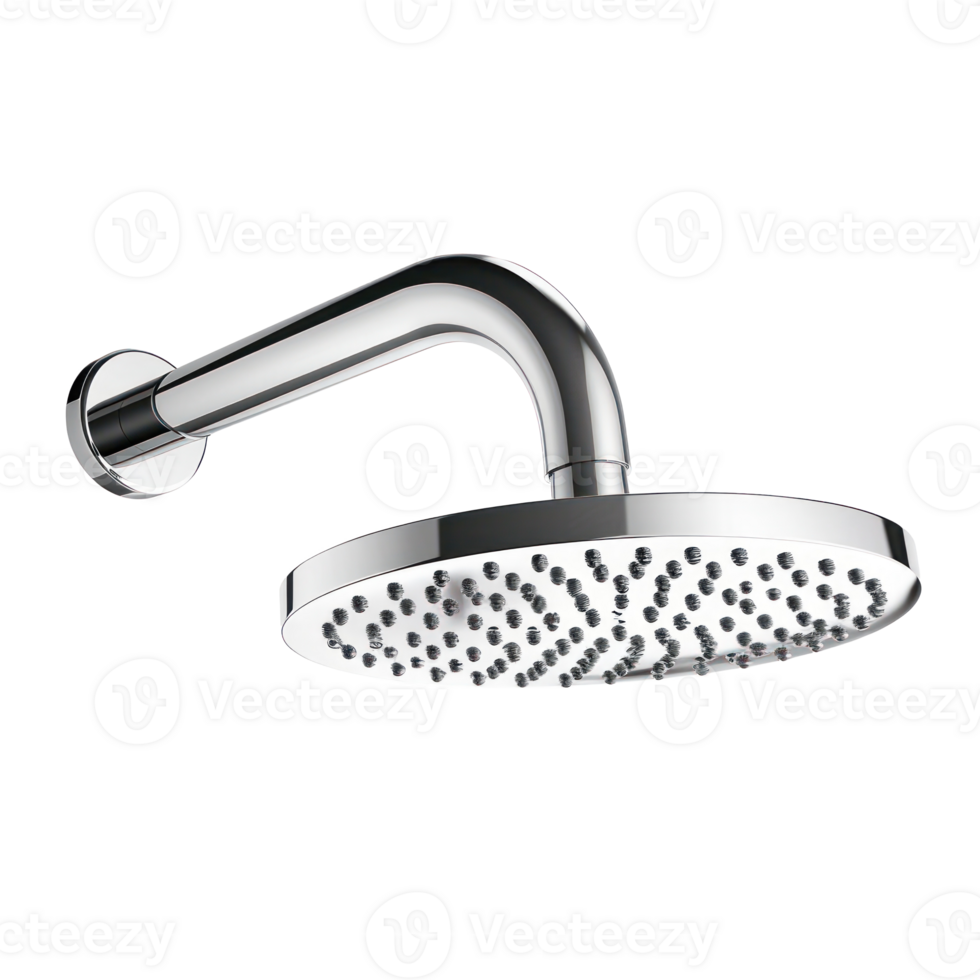 Modern Chrome shower head side view isolate on transparency background png