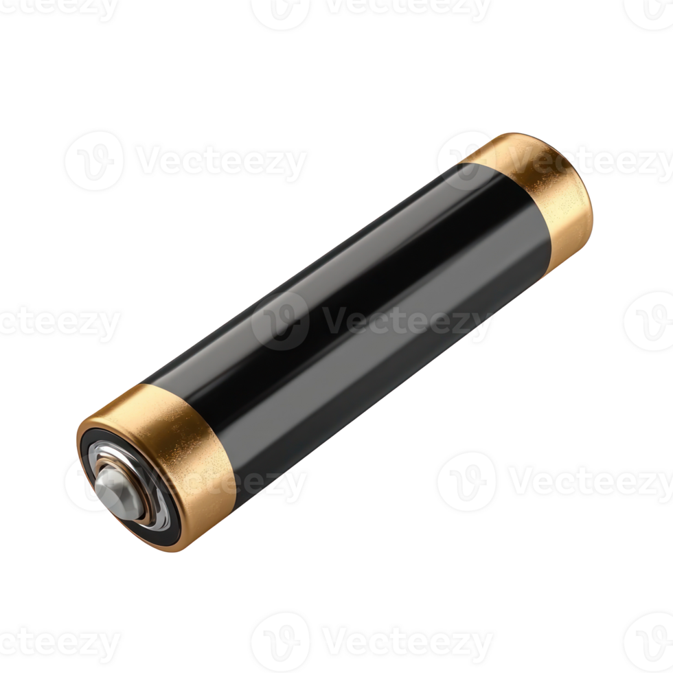 3D battery type AA side view isolate on transparency background png