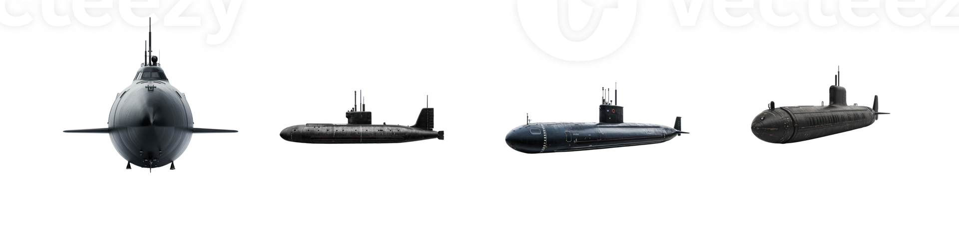 Submarine front view isolate on transparency background png