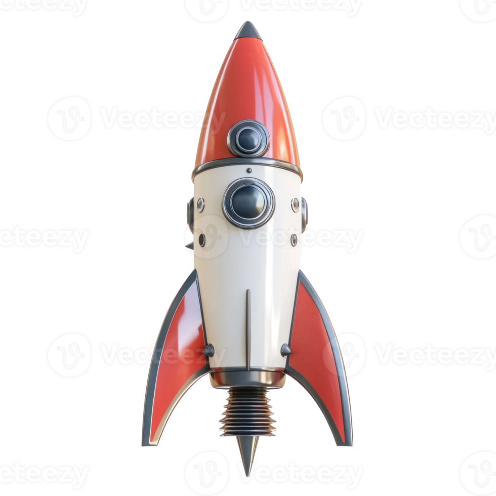 3D Space Rocket front view isolate on transparency background png
