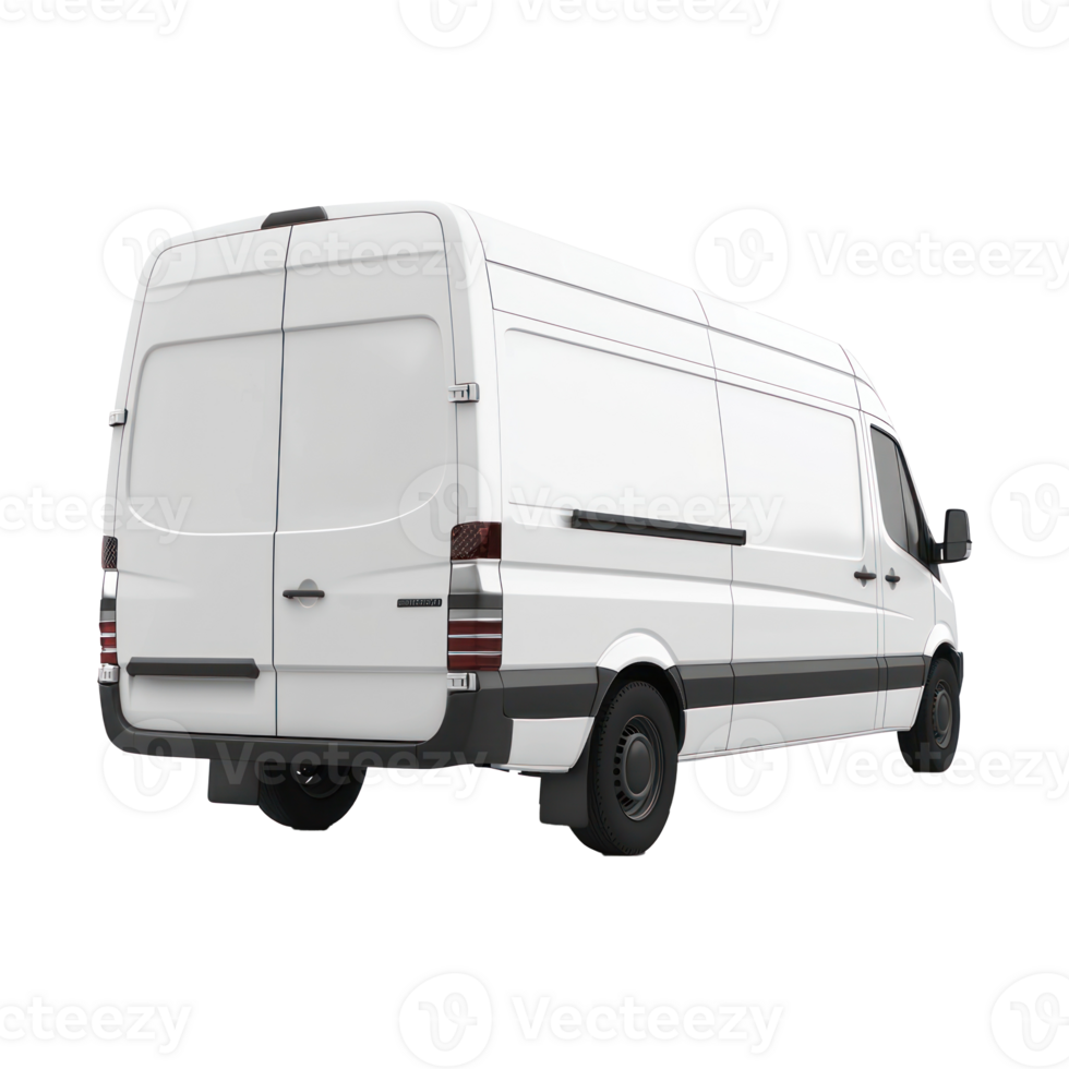 3D Logistic Van rear view isolate on transparency background png