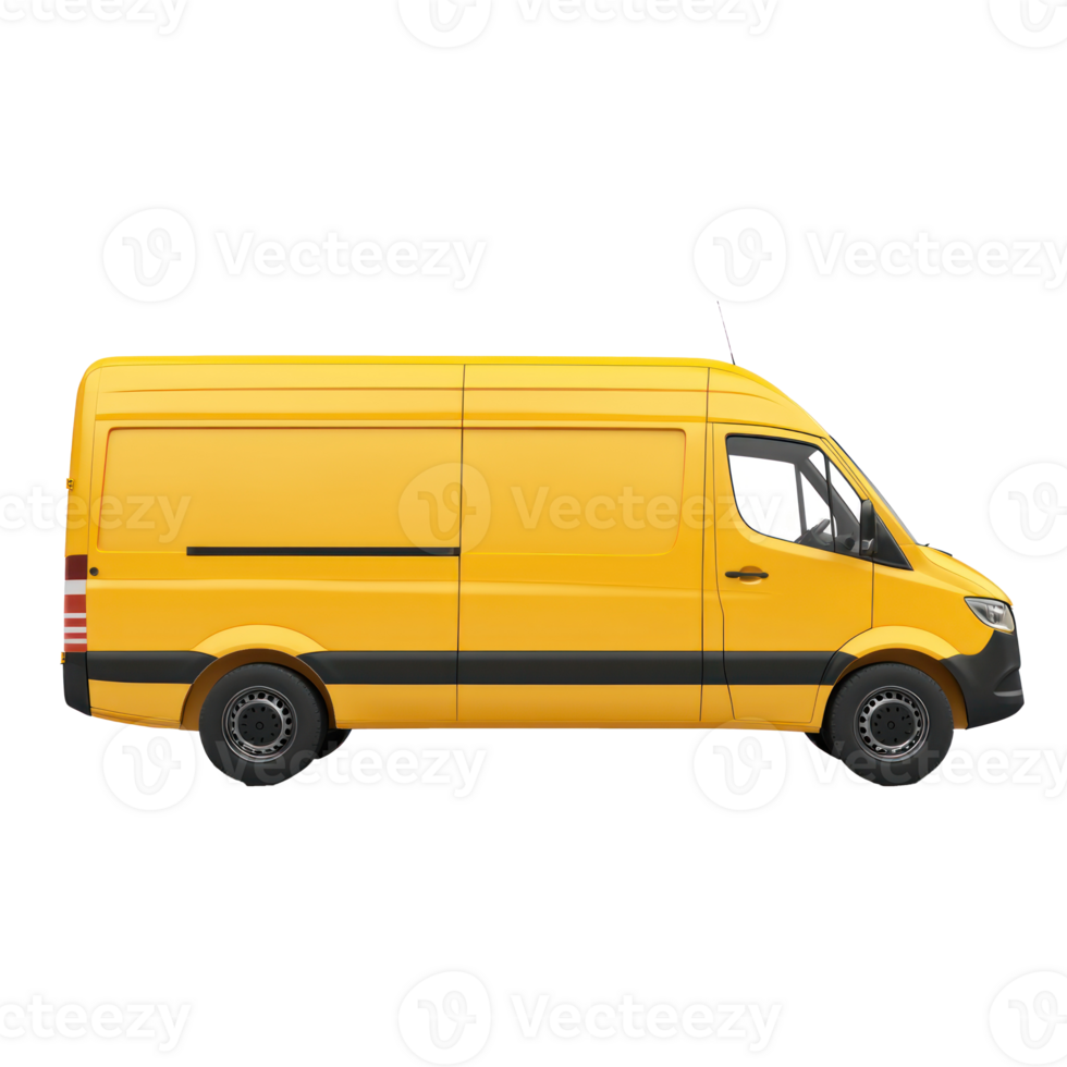 3D Logistic Van side view isolate on transparency background png