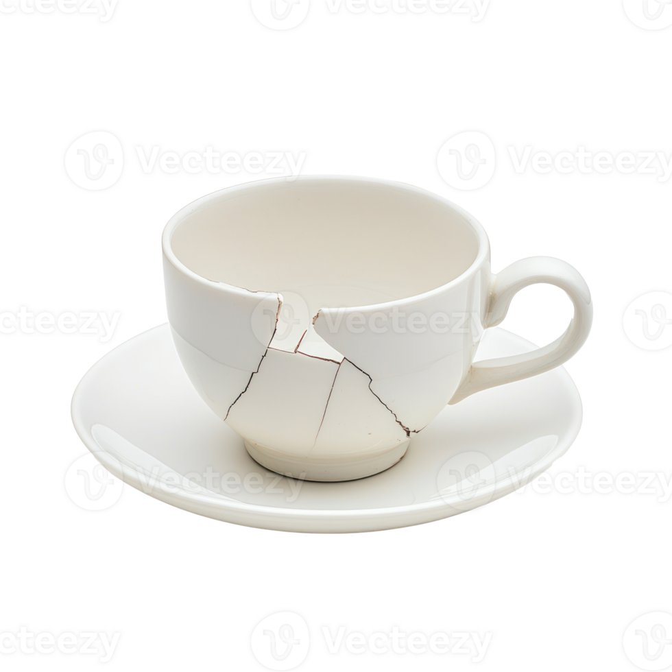Broken White Cup front view isolate on transparency background png