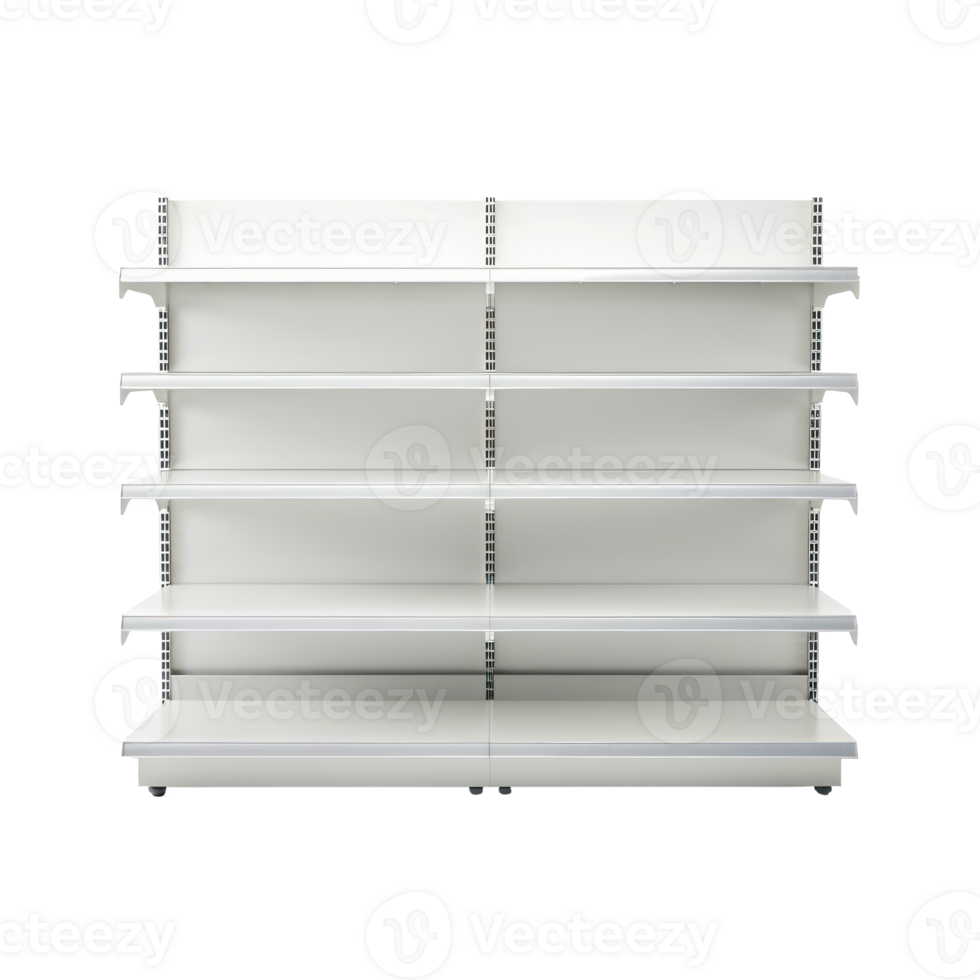 Empty Supermarket shelve front view isolate on transparency background png