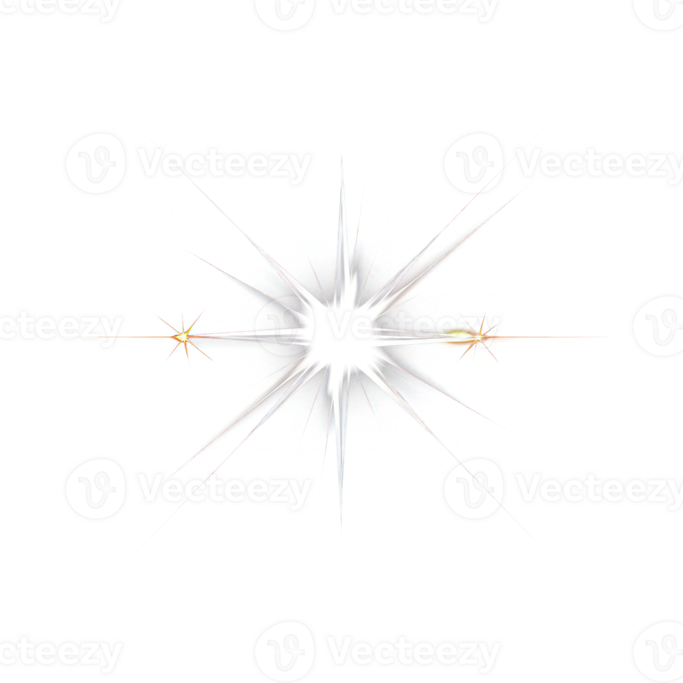 White glowing bright star isolate on transparency background png