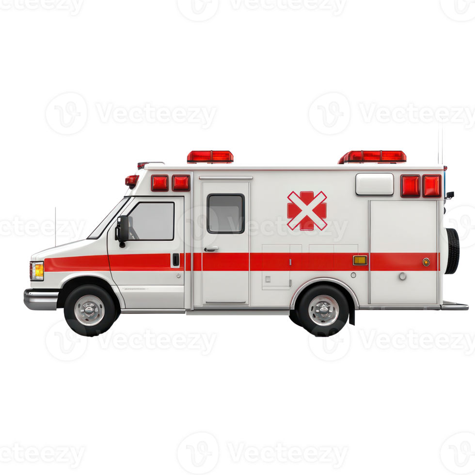 3d Emergency Ambulance side view isolate on transparency background png