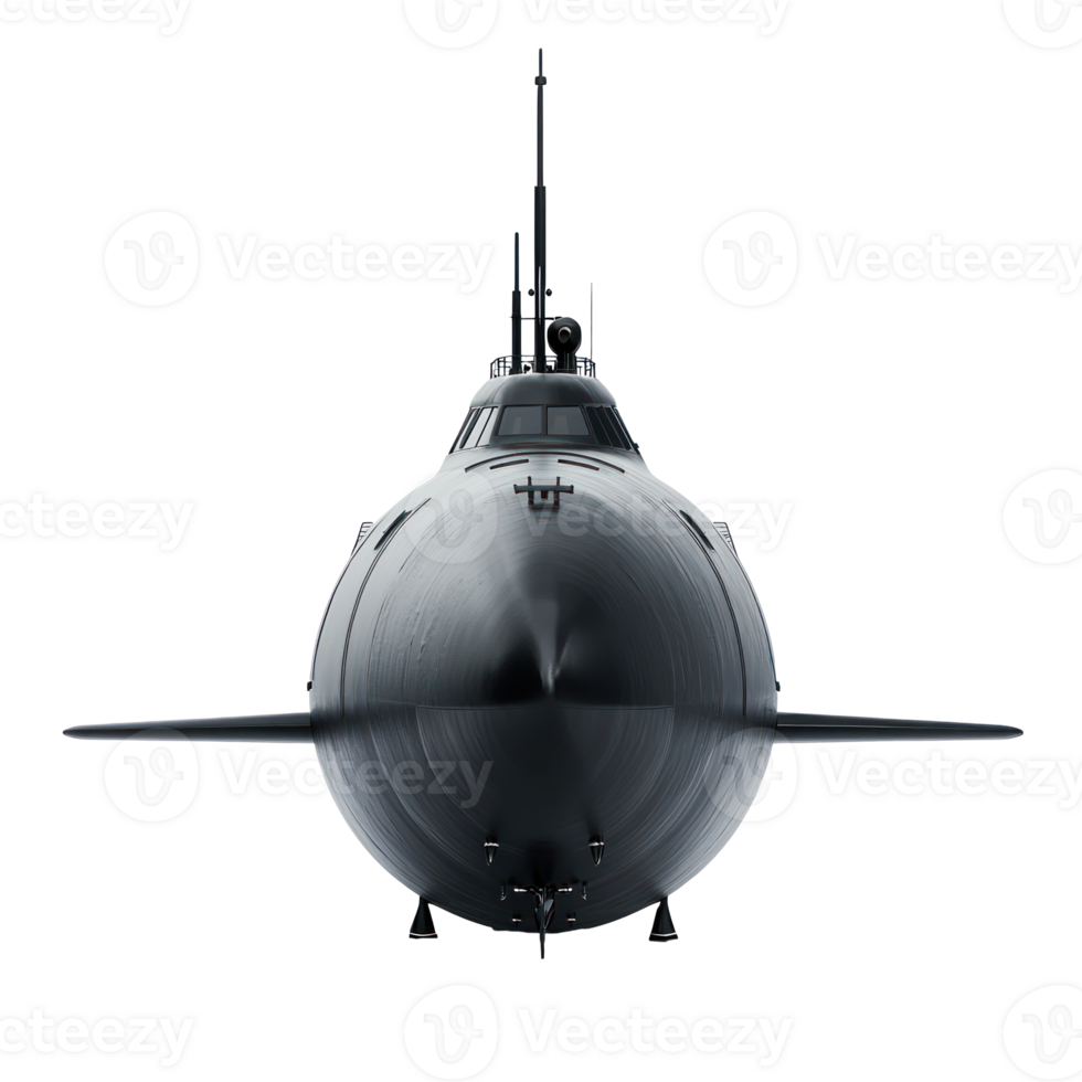 Submarine front view isolate on transparency background png