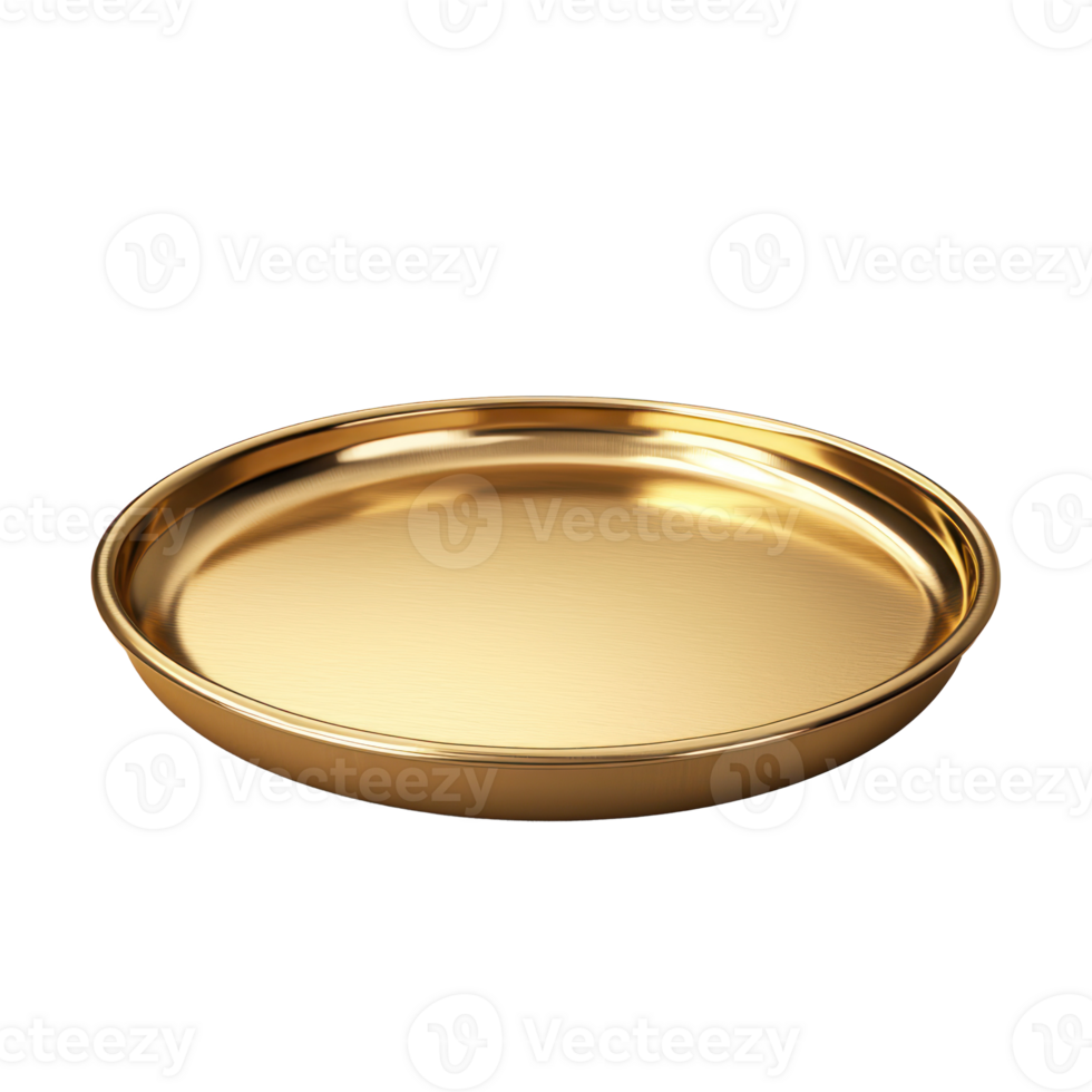 3D Gold Platter front view isolate on transparency background png