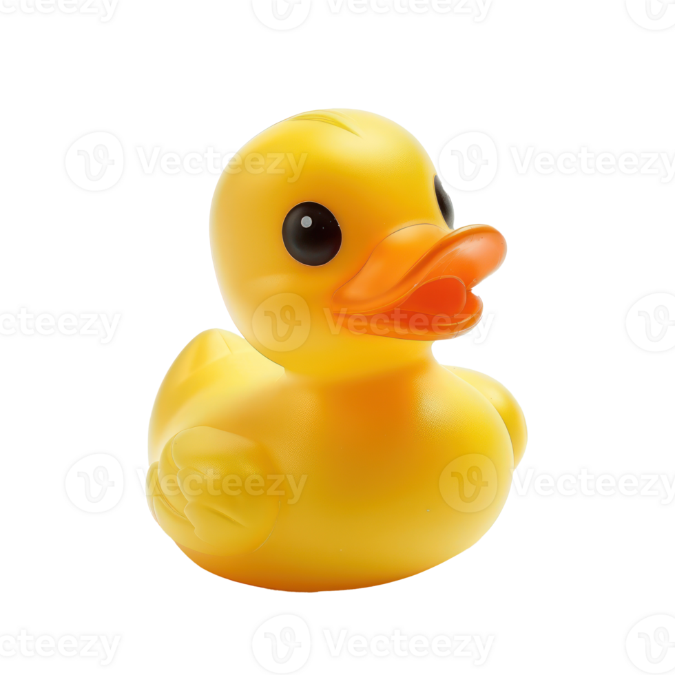 Yellow Plastic duck toy for bath room front view isolate on transparency background png