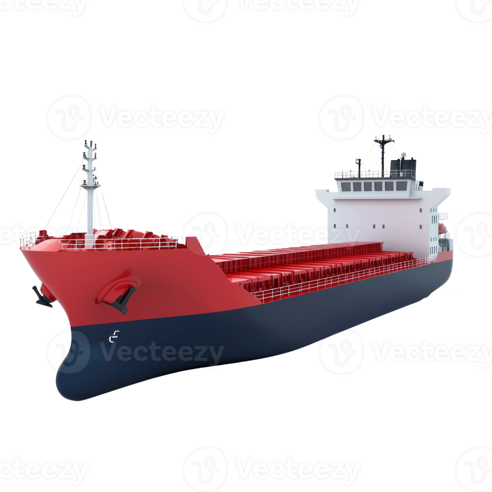 3D Cargo ship side view isolate on transparency background png