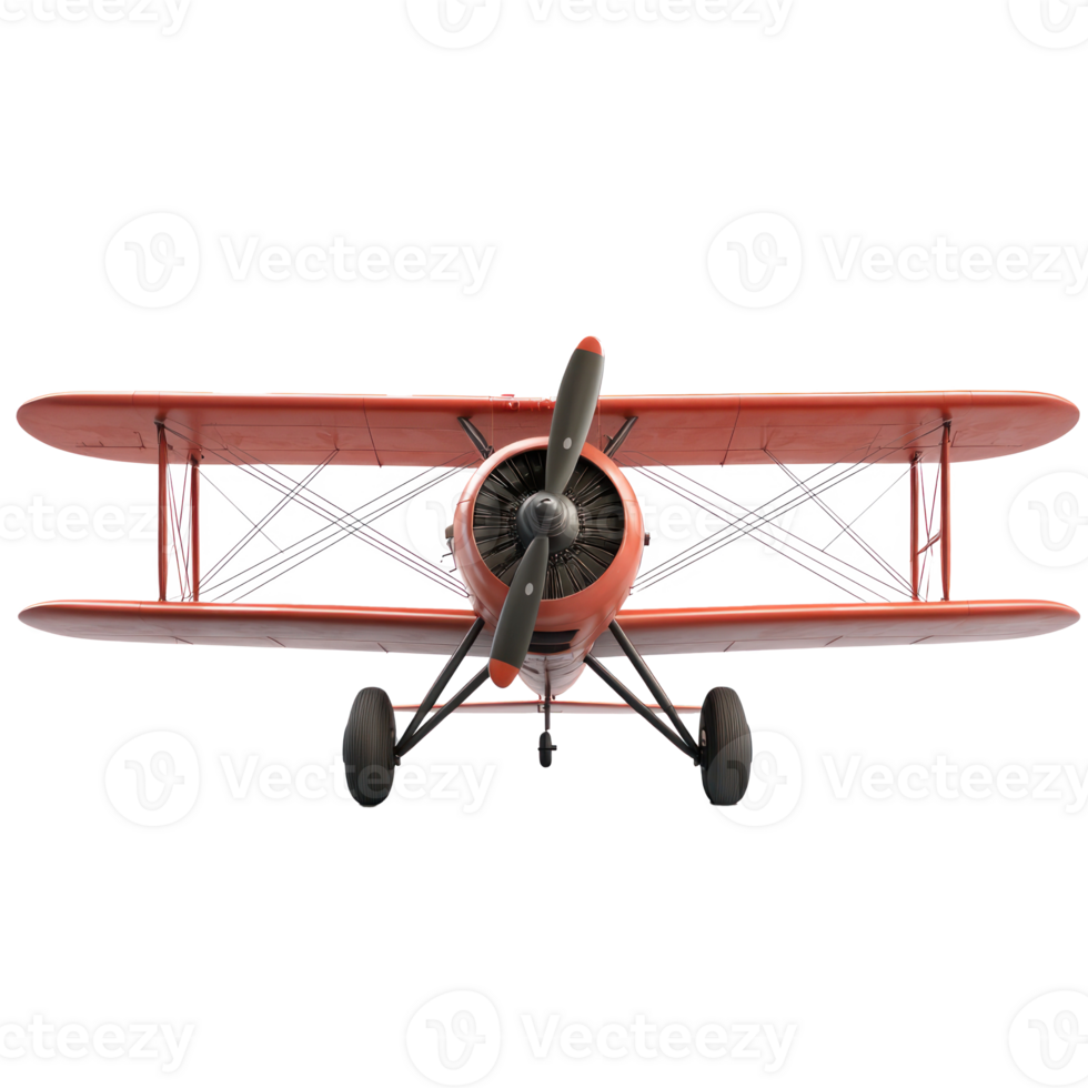 3D Biplane front view isolate on transparency background png