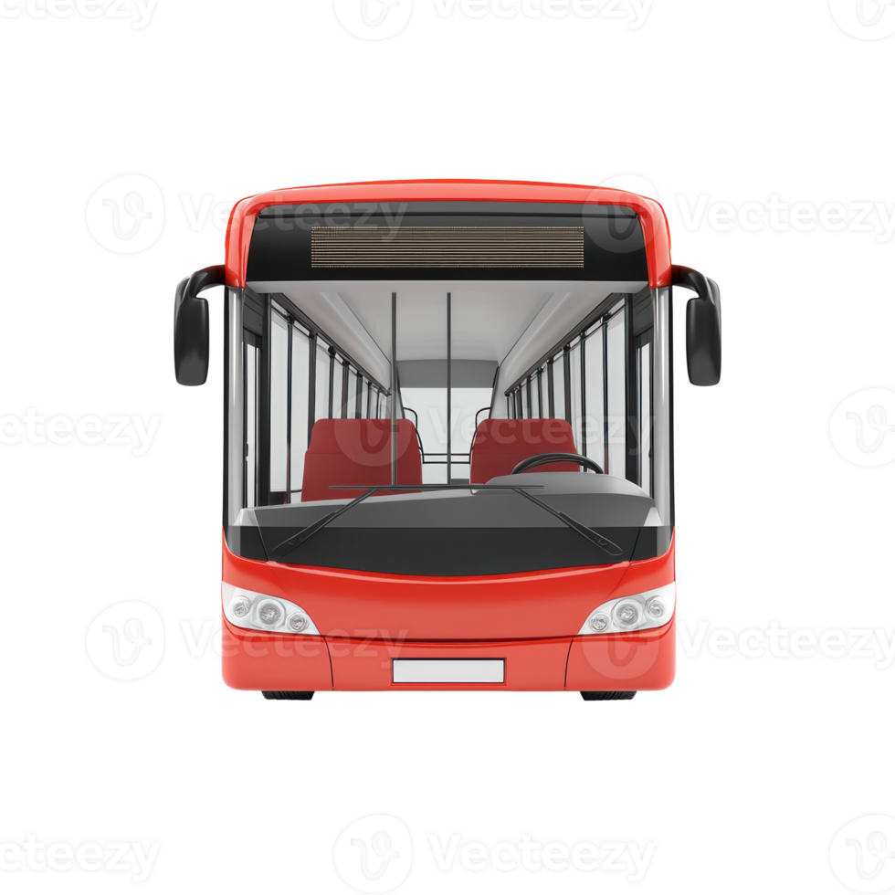 3d City Bus front view isolate on transparency background png