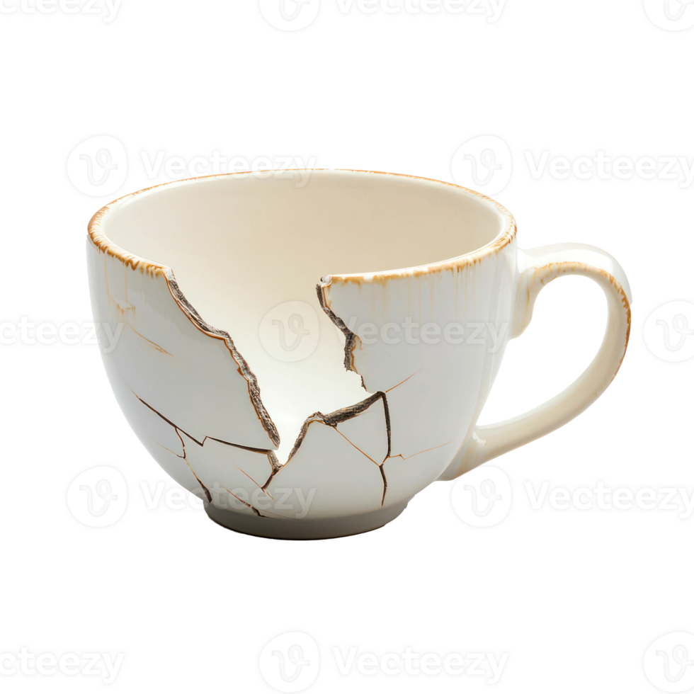 Broken White Cup front view isolate on transparency background png