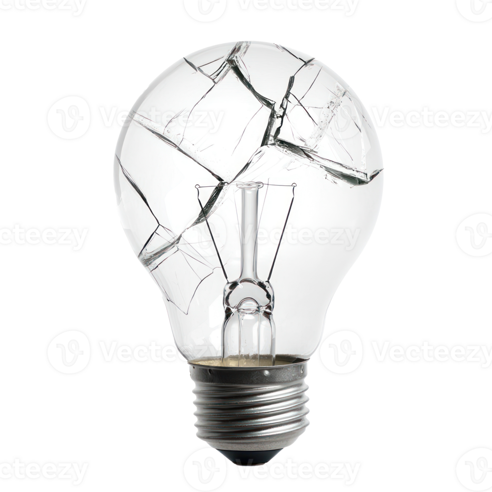 broken light bulb isolate on transparency background png