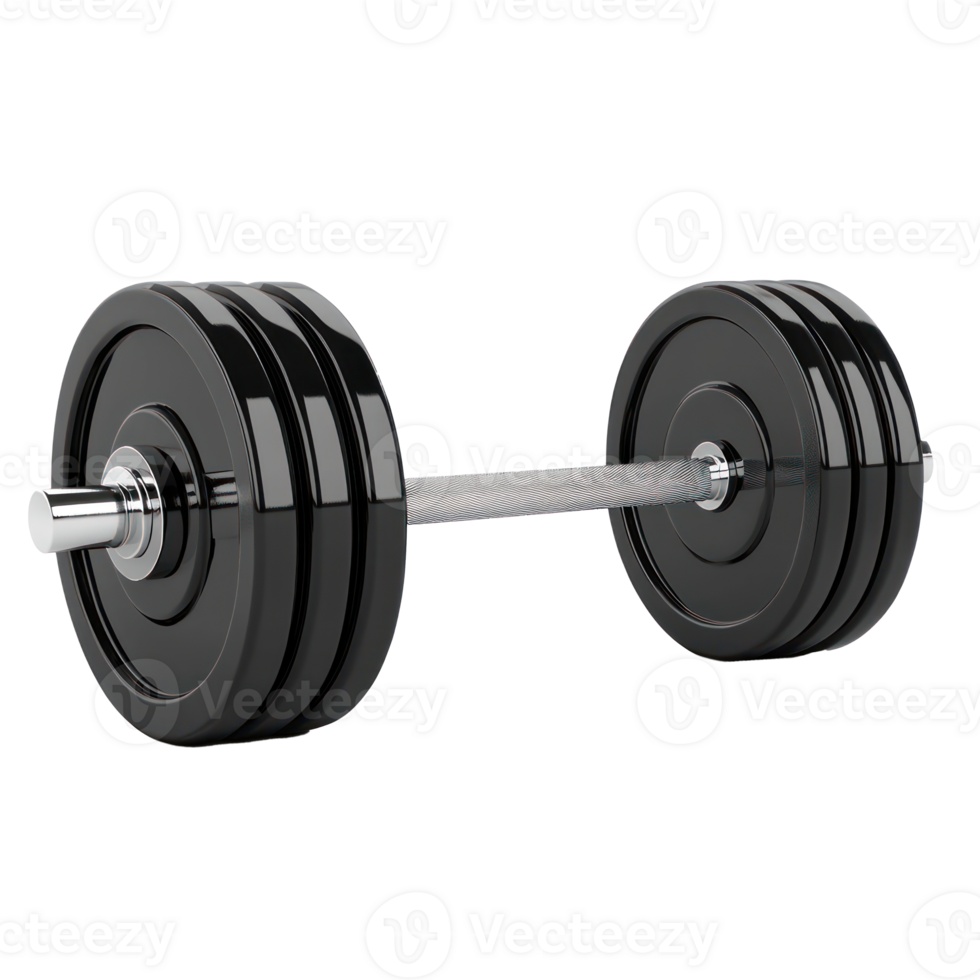 3D Barbells gym equipment side view isolate on transparency background png