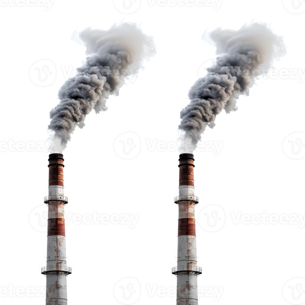 Chimneys and Smoke side view isolate on transparency background png