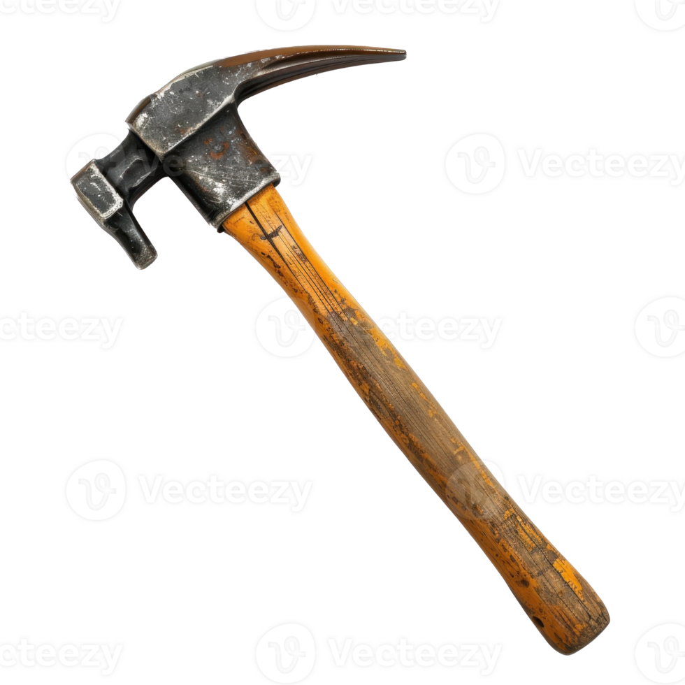 A hammer with a wooden handle on a black background png