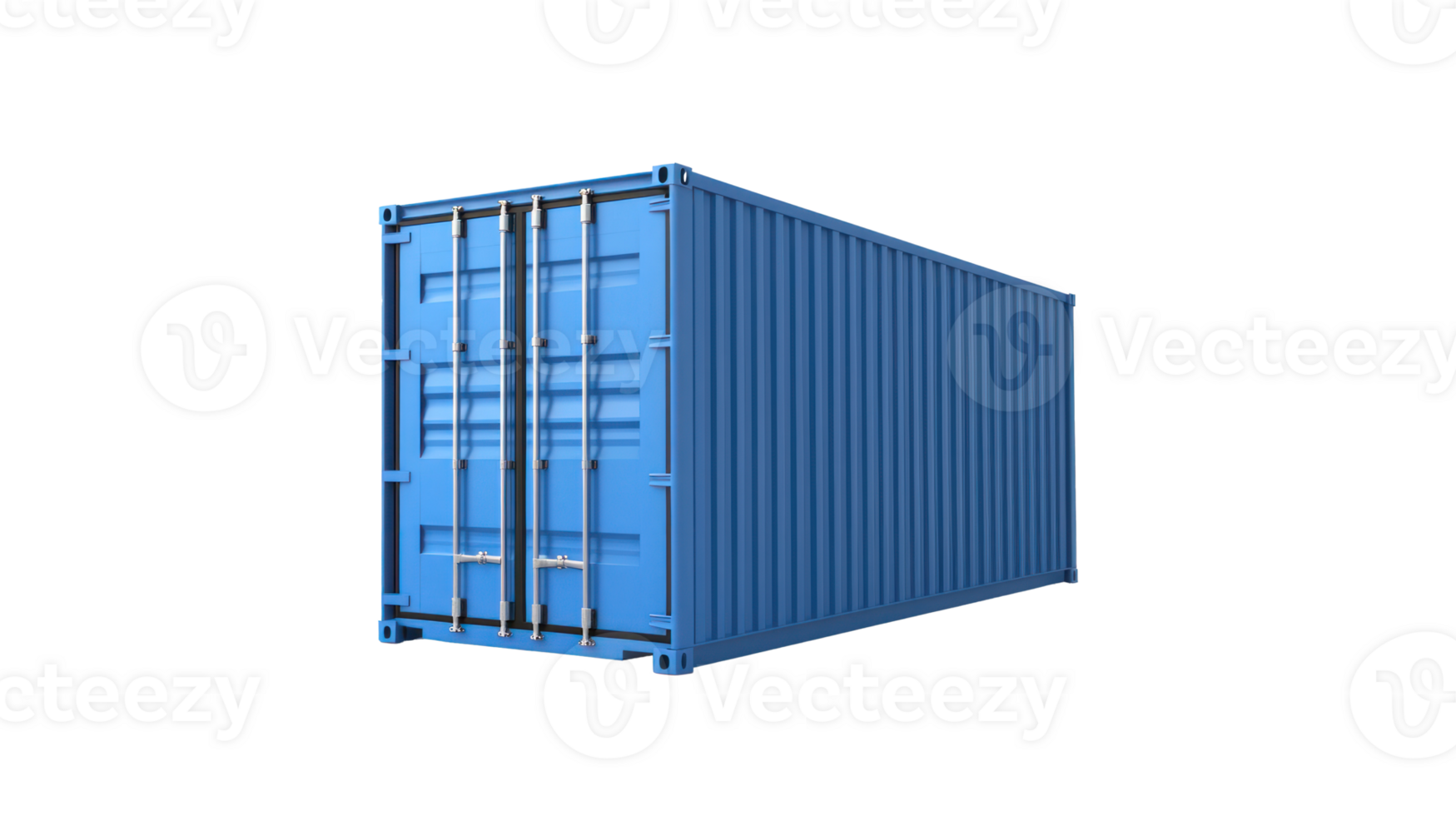 A blue shipping container on a black background png