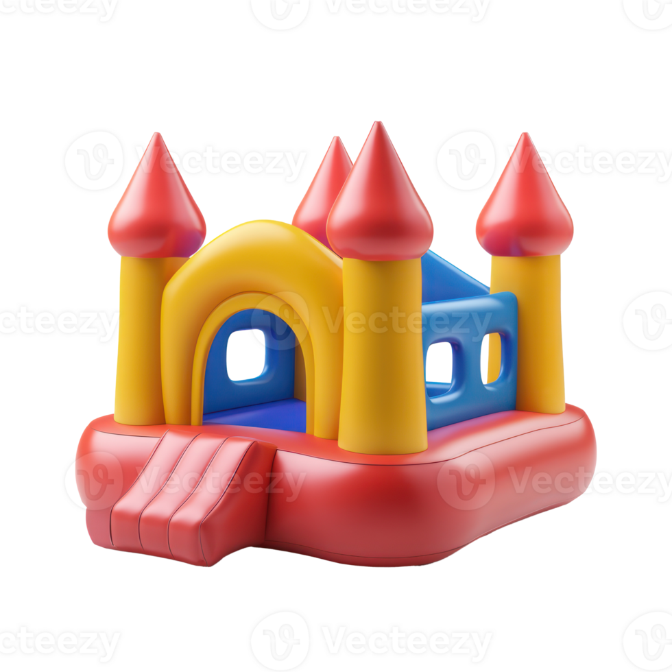 3D cartoon style of a small inflatable castle with a slide png