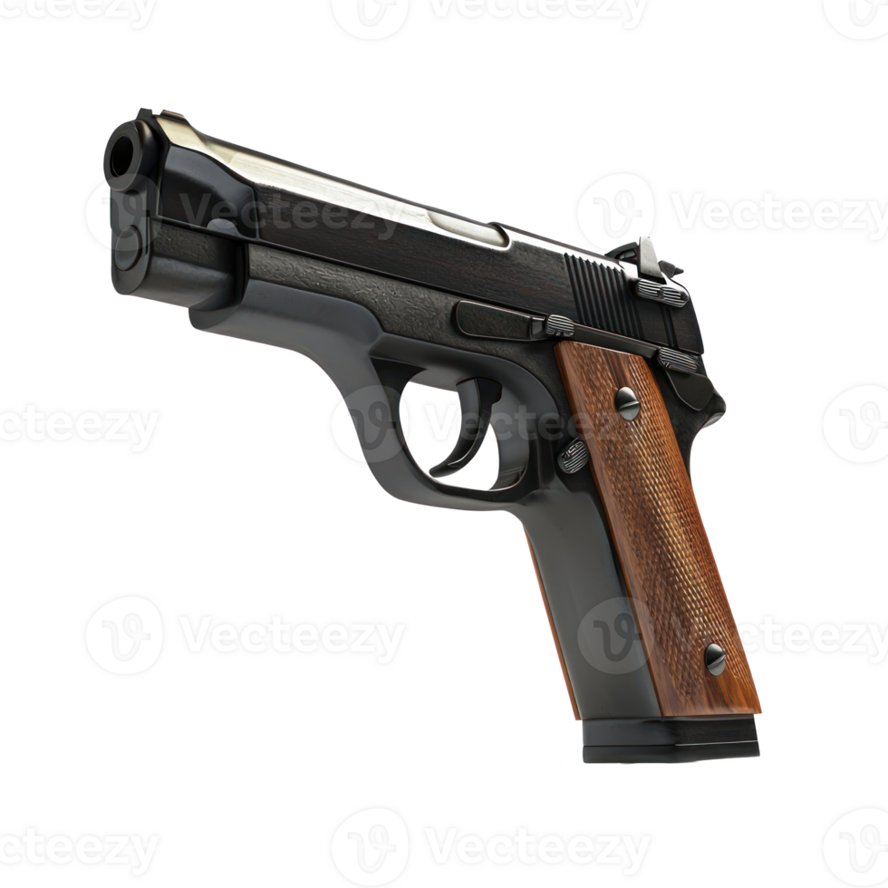 3D Handgun side view isolate on transparency background png