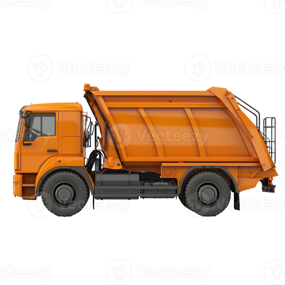 3d Garbage Truck side view isolate on transparency background png