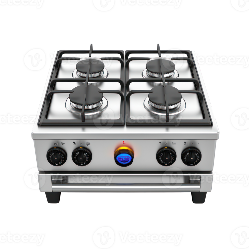 Gas cooker front view isolate on transparency background png