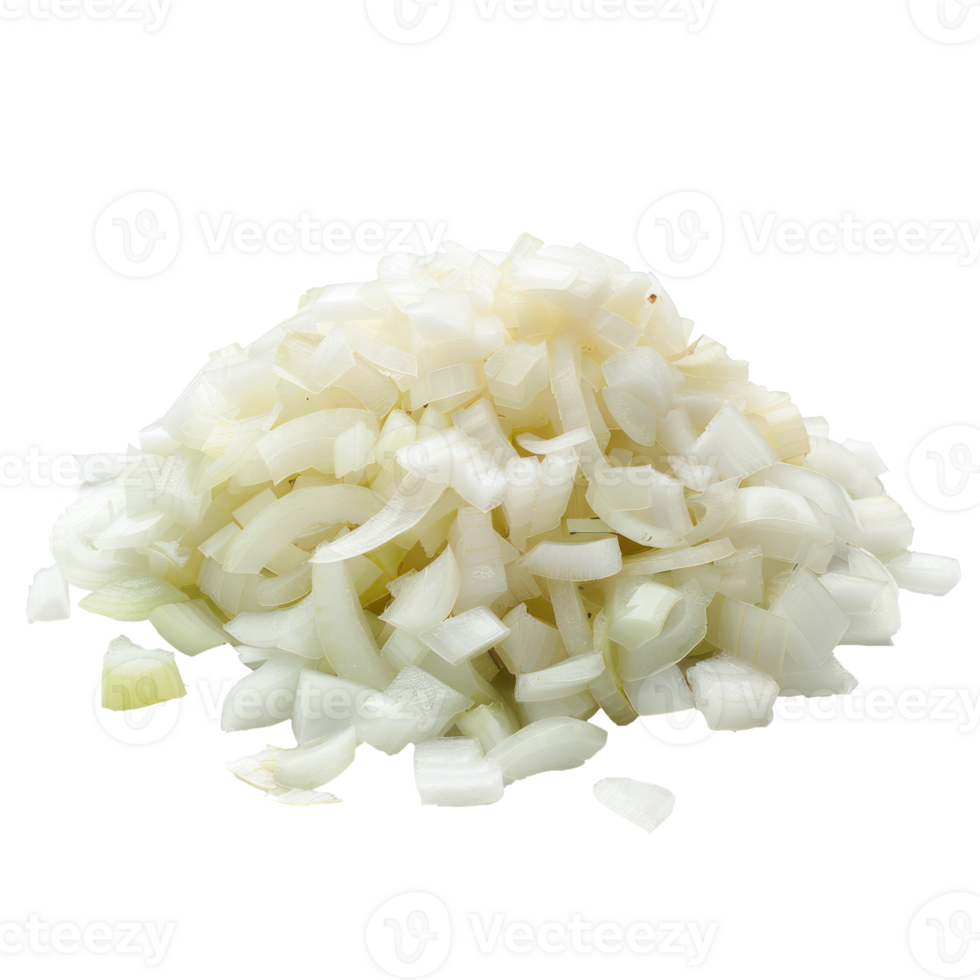 Pile of Chopped onion isolate on transparency background png
