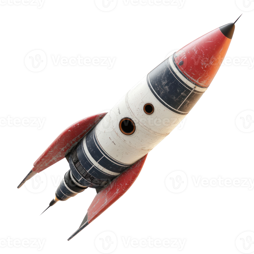 3D Space Rocket side view isolate on transparency background png