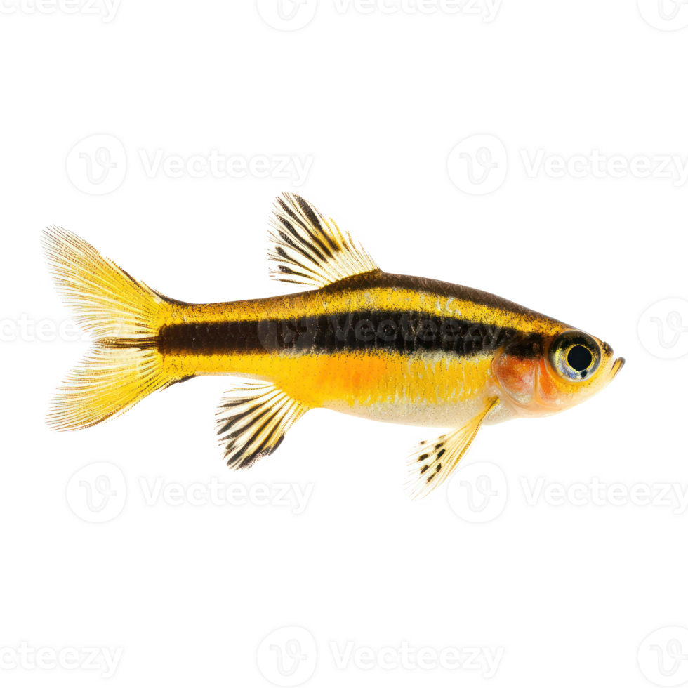 Zebra Danios fish side view isolate on transparency background png