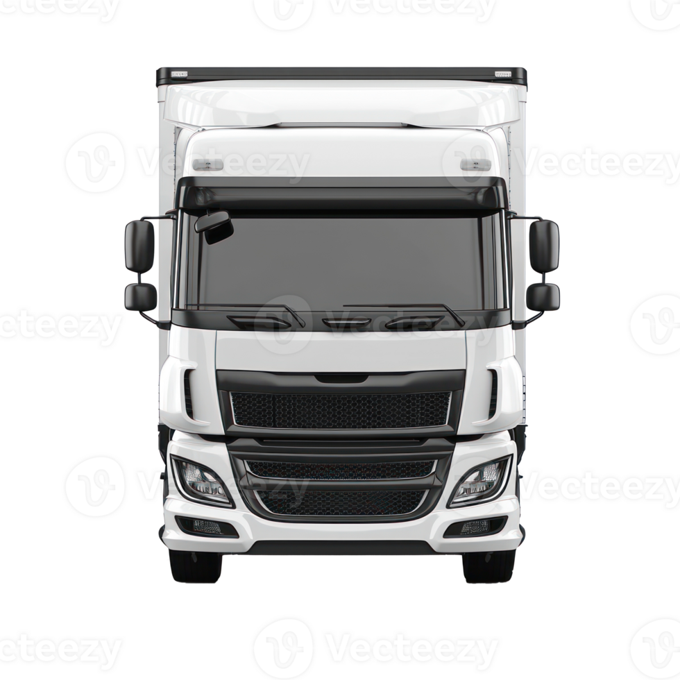 3D Cargo truck front view isolate on transparency background png
